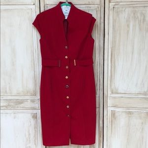 Calvin Klein Red button up dress with pockets